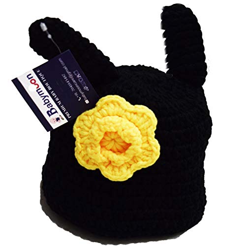 Image of BabyMoon Eco-Friendly & Soft Knitted Crochet (Set of 2 New Born Photography Props Baby Photoshoot Props Costume Baby Props for Photoshoot (Black)