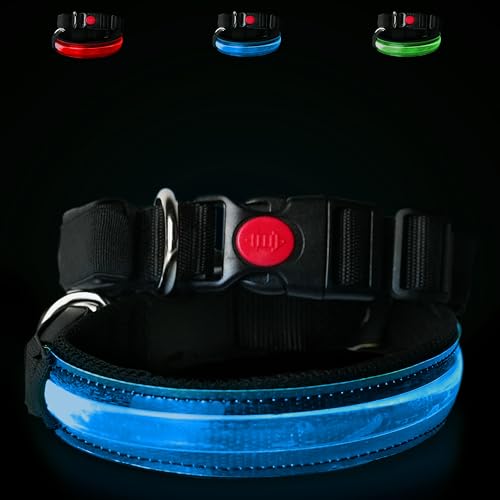 PETTY Adjustable LED Light-Up Dog Collar, USB Rechargeable Breathable Collar, Adjustable Closure