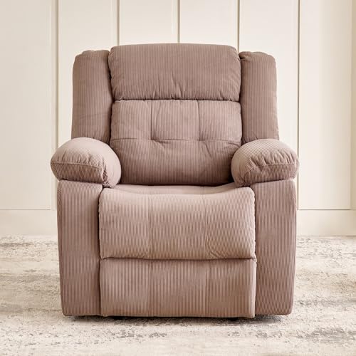 Image of Home Centre | Helios Zurich 1-Seater Fabric Recliner | Recliner Sofa for Living Room | Pine Wood, Solid Wood | Brown | 1 Year Warranty