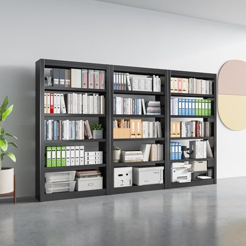 Image of VASAAOSD Metal Bookshelf, Adjustable 5 Tier Bookcases (69 inch Tall, Black) | No Tools Needed, Heavy Duty, Easy Assembly, Sturdy Metal, Tall Book Shelf for Home Office, Living Room, Study, Library
