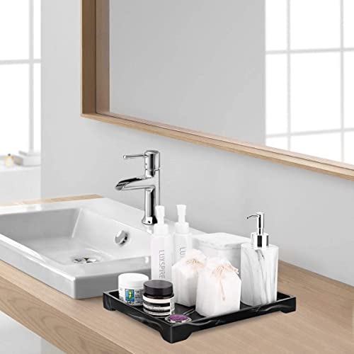 Image of Luxspire Vanity Tray, Bathroom Tray Toilet Tank Storage Tray, Resin Kitchen Sink Trays, Vanity Countertop Organizer for Candles Towel Bottles Perfume Holder Serving Trays, Marble Style -Large- Ink