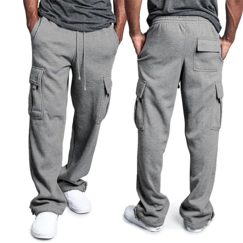 Mens Sweatpants Straight Fit Joggers Sports and Streetwear Loose Oversized Drawstring Long Multi-Pocket Pants2