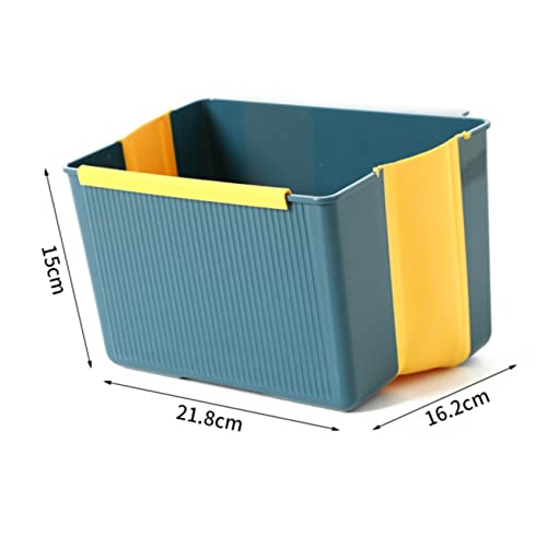 Caneca de basura plegable rectangular de plástico azul miniatura 2