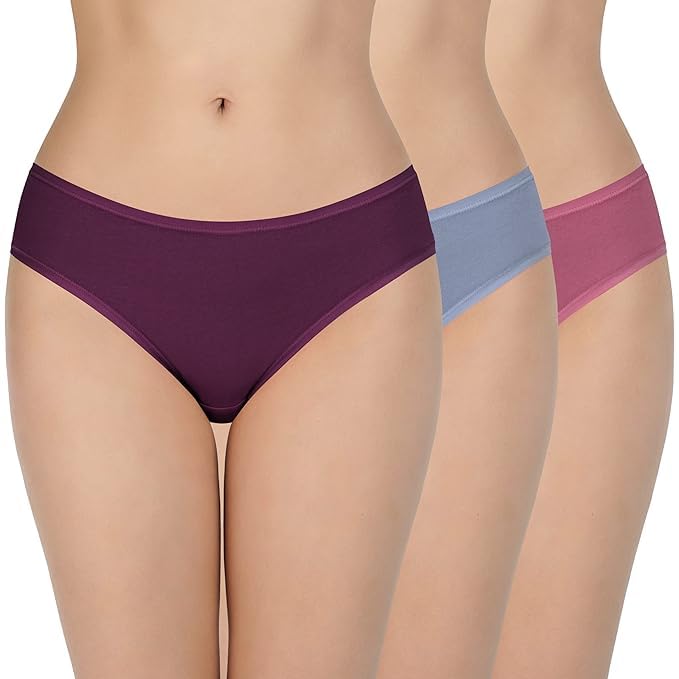 Image of LOURYN KOULYN Solid Low Rise Cotton Bikini Panty Pack(Pack of 3)