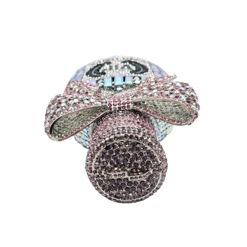 Image of UMREN Women Champagne Bottle Rhinestone Evening Bag Sweet Bow Diamond Clutch Purse Crystal Handbag for Party Cocktail