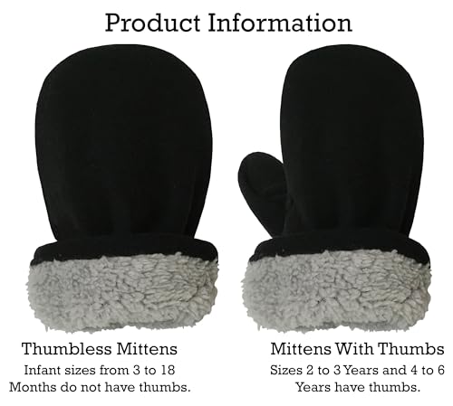 Image of N'Ice Caps Little Kids and Baby Easy-On Sherpa Lined Fleece Mittens - 2 Pair Pack