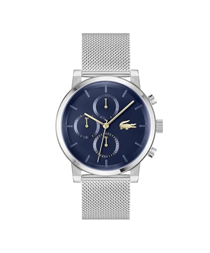 Lacoste Montre Analogique Multifunction à Quartz pour Homme Collection Replay avec Bracelet Milanais en Acier Inoxydable Argenté - 2011409