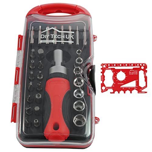 DIY TECH UK - 30 in 1 Magnetic Ratchet Screwdriver Set + FREE 48 in 1 Wallet Tool - EXTRA STRONG High Carbon Stainless Steel, Screwdriver & Precision Bits, Socket Wrench, Bit Holder, Handle, With Case