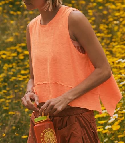 Women Workout Tank Tops Sleeveless Loose Athletic Yoga Running Gym Vest Asymmetrical Flowy Shirts2