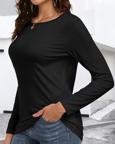 CHICGAL Women Long Sleeve Shirts Casual Fall Tees Crew Neck Basic Tunic Tops4