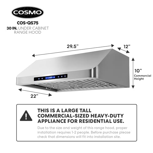 COSMO COSQS75 30 in. Under Range Hood with 500 CFM, Permanent