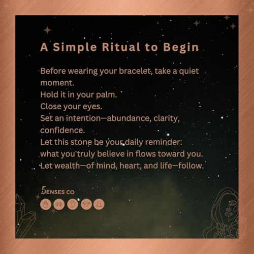 Image of 5 Senses Co. Natural Pyrite Bracelet | Original Certified Healing Crystal for Wealth & Good Luck | For Men & Women | Adjustable Waxed Thread | Premium Gift Packaging with Card