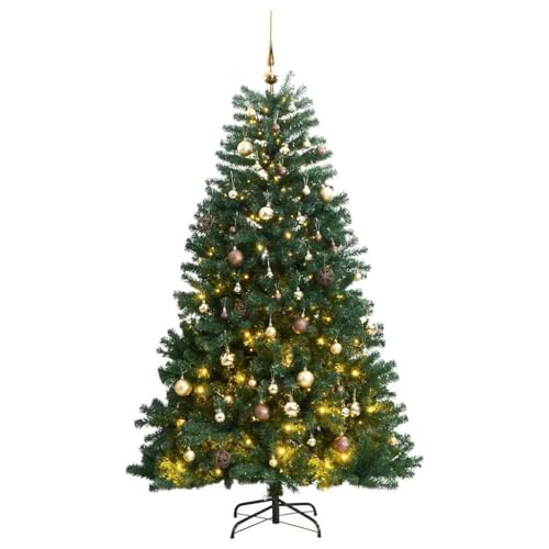 Árbol de Navidad artificial sin caída de hojas de 210 cm con luces LED listas para encender 2