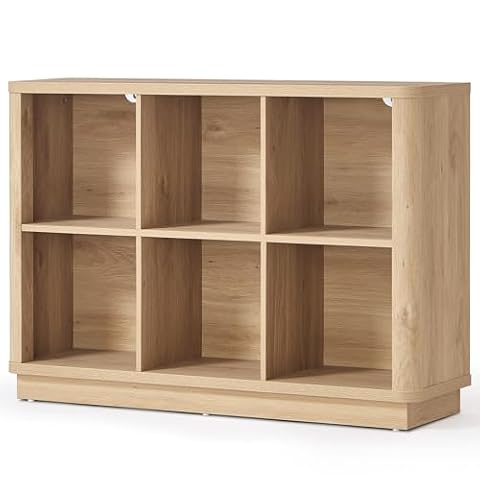 Joaxswe 6 Cube Storage Book Shelf, 40" Wide Low Horizontal Bookcase with Curved Edge, Floor Standing… — $116.99 (10% off)