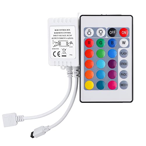 LIVE4COOL RGB LED Controller DC24V with 24 Key Remote Control for RGB LED Strip Light