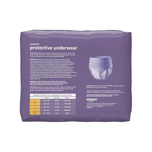 Image of Amazon Basics Postpartum Incontinence Underwear for Women, Maximum Absorbency with Bladder Leak Protection, Fresh Protection, Disposable, Large, Lavender, 18 Count (Pack of 2)