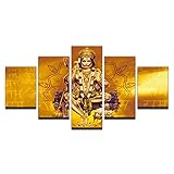 CYZSH Canvas Wall Art Pictures Living Room Hd Prints Poster 5 Pieces India Monkey Lord Hanuman Shri...