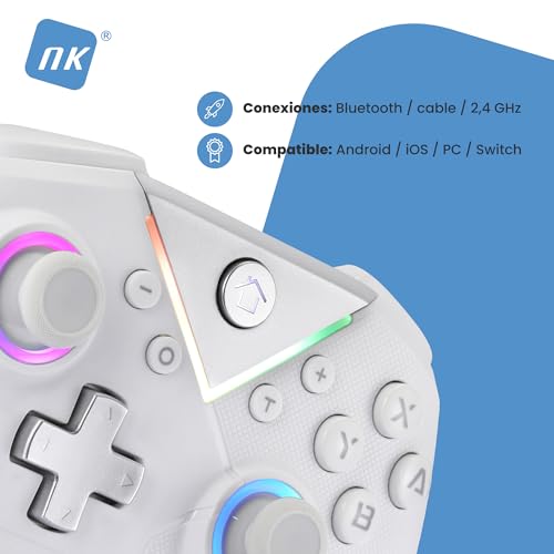 Mando inalámbrico Bluetooth NK negro y blanco para PC Switch y móviles 5