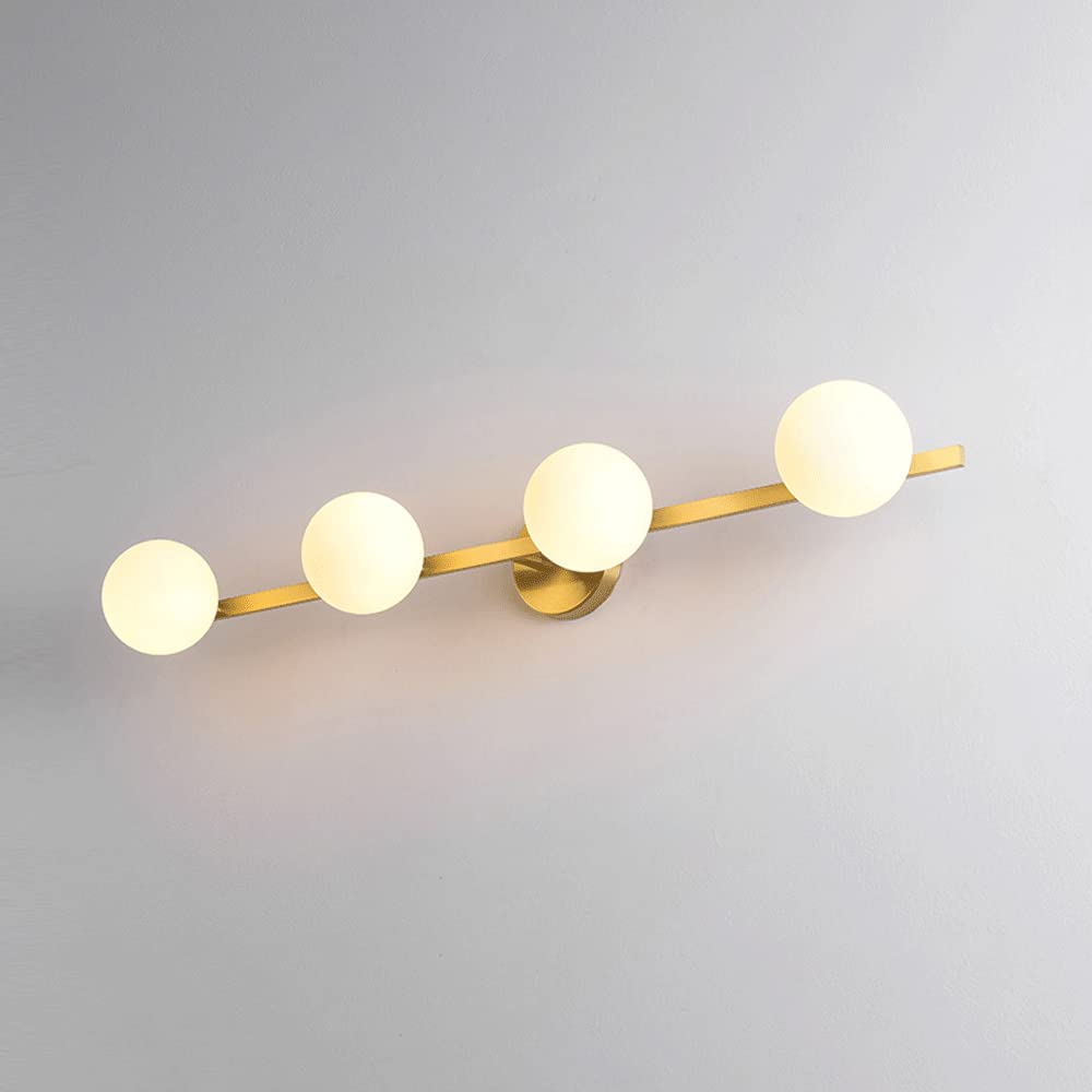 CWCQGH Wall Sconces, Modern Bathroom Vanity Light Fixtures, G9 Bathroom Light Fixtures in Gold Finish with Frosted-Glass Globe Glass, Copper Vanity Lights for Living Room, Bedro,Gold-4light