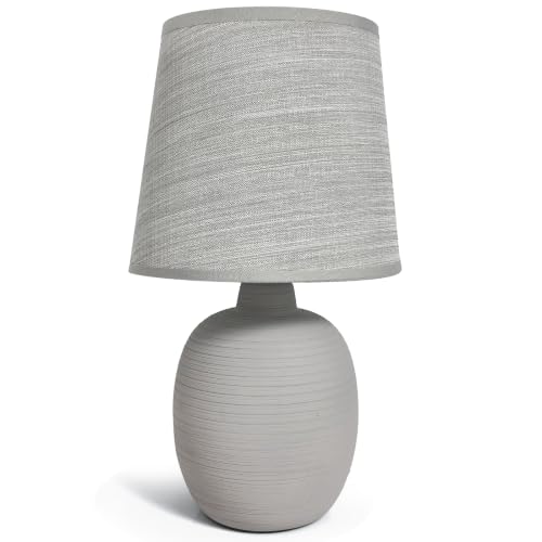 Aigostar Lampe de Table en Céramique Moderne, Lampe de Chevet avec Abat-jour en Tissu, Douille...