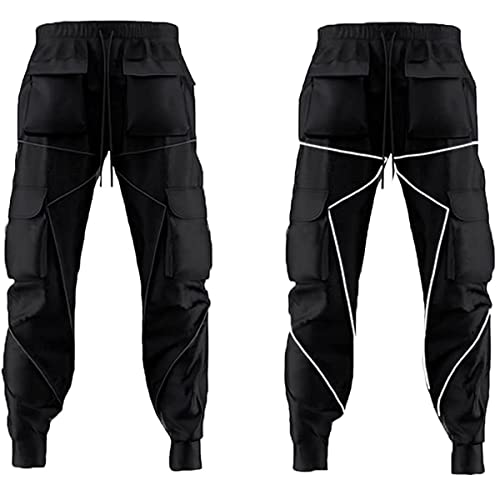 Ambcol Mens Cargo Pants Hip Hop Techwear Harem Pant Jogger Streetwear Tactical Track Pants Black Xx-Large #TOP3