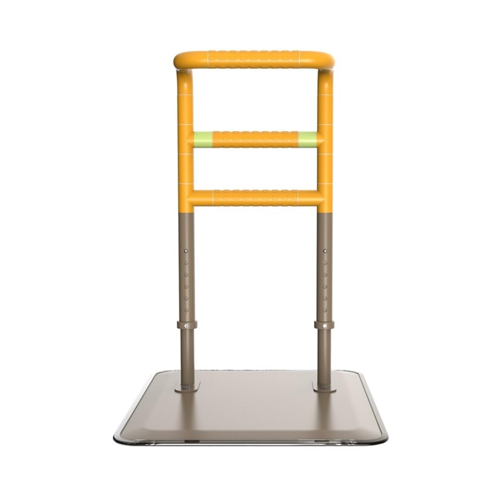 Bed Rails Bedside handrail,Yellow Non-Slip Floor Bedside Rails with Glow-in-The-Dark Strips, high Carbon Steel Height Adjustable Bedside Rails, Non-Slip Silent Bedside Rails on Baseboard, fi