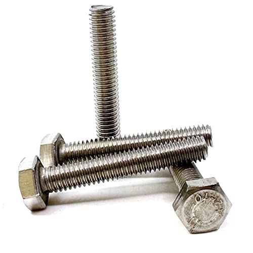 Image of M6 Hex Bolt, M6-1.0 x 35mm Hex Head Screw Bolts, 304 Stainless Steel, Fully Threaded, Plain Finish, Hex Tap Bolts 20Pcs (M6x35mm)