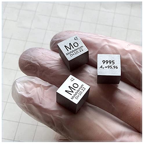 LINGOSHUN 99.95% Alta Pureza Grabado Tabla Periódica,Densidad Cubo De Elemento De Molibdeno,Metal Tabla Periódica Bloques,10.22g / Matte / 10mm/0.39in