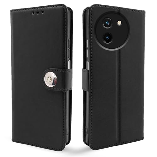 Image of Pikkme Vivo T3x 5G / Vivo Y200i 5G Flip Cover Leather Finish | Inside TPU with Card Pockets | Wallet Stand and Shock Proof | Complete Protection Button Flip Case (Black)