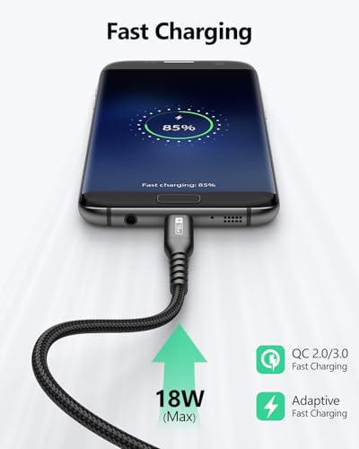 Image of SUNGUY 6 inch Short Micro USB Cable 3Pack, 0.5FT USB to Micro USB Cable Nylon Braided Fast Charging USB 2.0 Data Transfer Cord for Samsung Galaxy S7 Edge S6, Power Bank, Android Phone, PS4, Black