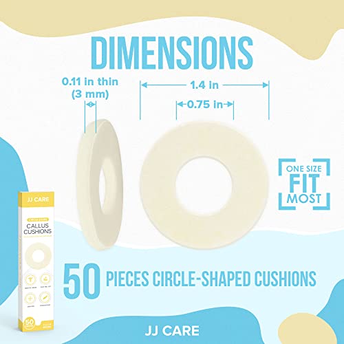 Jj Care Callus Cushions (Pack Of 50) Callus Pads For Bottom Of Foot - Round Shape - Callous Remover For Feet Pads - Soft Felt Foot Pads For Calluses For Women, Pain Relief & Foot Care #TOP3