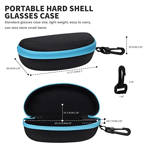 Image of molshine 3 Pieces Portable Hard Shell Sunglasses Case, Zipper Eyewear Eyeglasses Case with Hook for Women Men Travel Sports