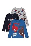 C&A Kinder Jungen T-Shirt Langärmelig Motivprint|Bedruckt Spider-Man 3er Pack|Multipack dunkelblau 110