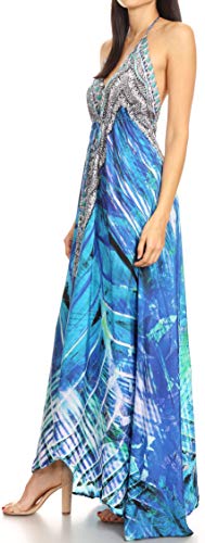 Image of Sakkas Lizi Womens Maxi High-Low Halter Handkerchief Long Dress Beach Party