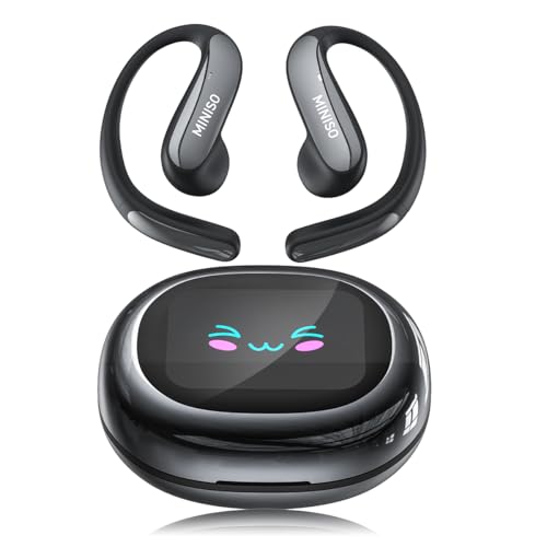 MINISO MS203 AI Translation Ear Buds Real Time, Translator Headphones with LCD Touch Screen for 135 Languages&Accents, IPX5 Waterproof Bluetooth 6.0 48H Playtime for Travel Business（with AI）