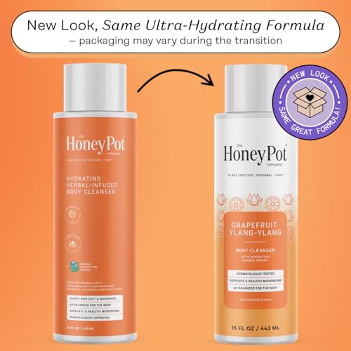The Honey Pot Company - Body Wash for Women - Grapefruit Ylang Ylang Hydrating Body Cleanser - Moisturize & Cleanse Skin - Free of Parabens & Sulfates - 15 Fl. Oz - Thumbnail 2