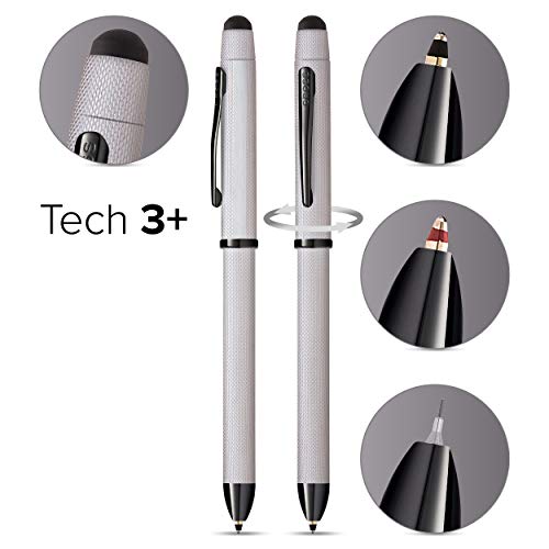 Cross Tech3+ Refillable Multi-Function Ballpoint Pen with Stylus, Medium Ballpen And Pencil, Includes Premium Gift Box - Brushed Chrome