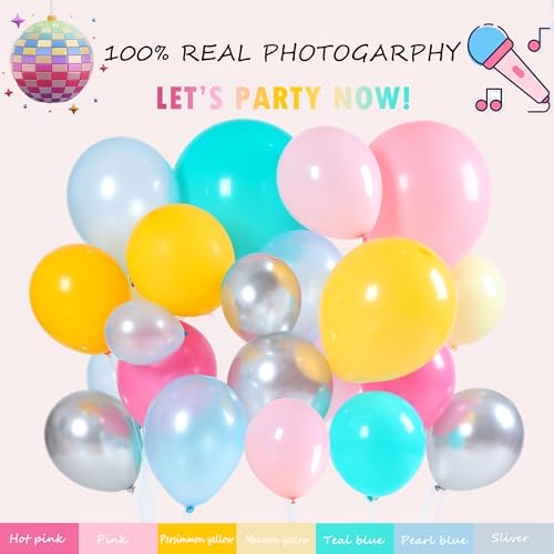 Image of Music Fans Birthday Decoration,148 Pcs Balloon Arch Garland Kit with Microphone, Laser Star, Disco Mylar Balloon for music fans theme teenage girl Birthday Party Prom Decorations