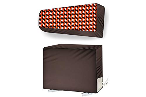 Image of Stylista Split ac Cover for Indoor and Outdoor Unit of 1.5 ton ac Waterproof and dustproof Brown and red Linear Pattern