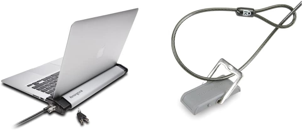 Kensington MacBook and Surface Laptop Locking Station with Keyed Lock Cable (K64453WW) & Desk Mount Anchor Accessory for Cable Locks (K64613WW)