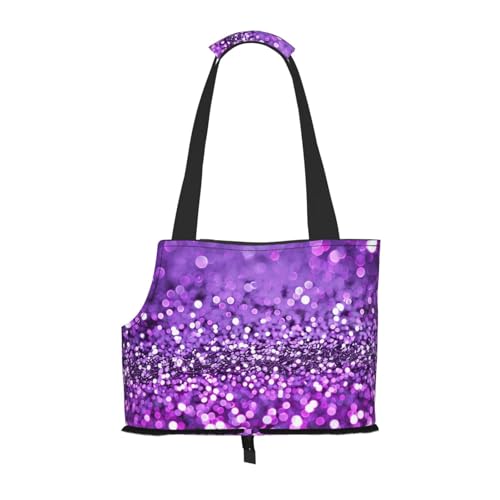 Sac fourre-tout de voyage pliable violet pailleté pour petits chiens et chats