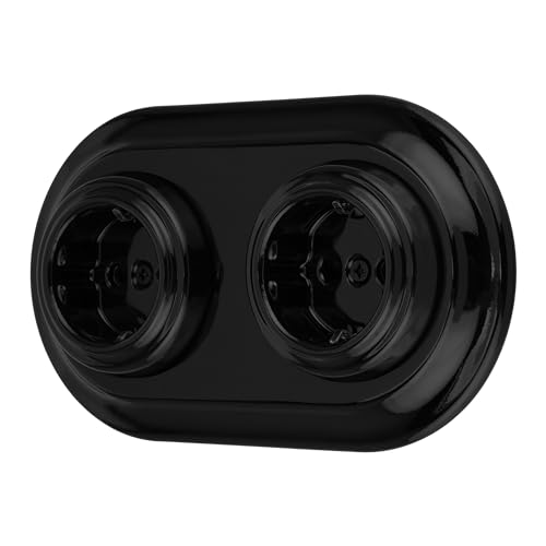 Prise encastrée en porcelaine rétro noire double bloc de prise murale PR1