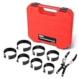 DNA MOTORING Engine Piston Ring Compressor Set with Compression Pliers and 7 Piston Rings (2-7/8