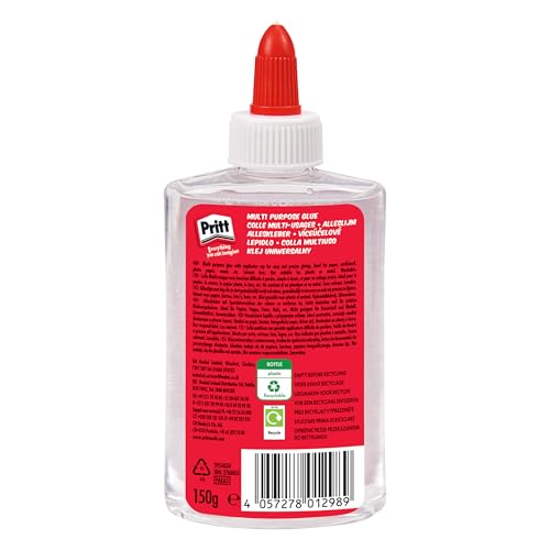 Pritt Alleskleber, schnell trocknender Kleber mit einfacher Anwendung, lösemittelfreier Flüssigkleber für Kinder, transparenter Bastelkleber für viele Bastelmaterialien, 1x145ml