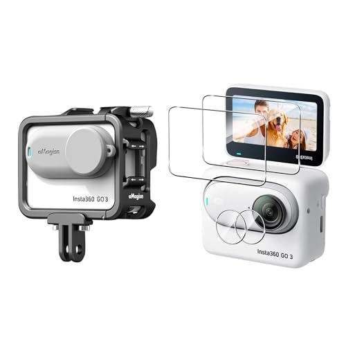 Image of Aluminum Frame Cage with Lens Silicone Corver Case and Screen Protector for Insta360 GO 3,Metal Protective Durable Housing Case with Cold Shoe Mount (Model Number 1)