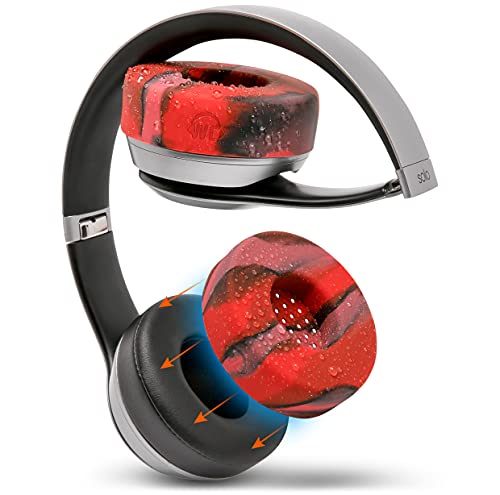 Image of WC SweatZ Solo - Patented Sweat Earpad Covers for Beats Solo 4, Beats Solo 3 & Beats Solo 2, Made by Wicked Cushions | Sweatproof, Washable & Preserves Comfort | Lava