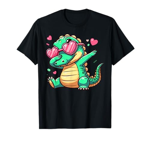 Crocodile Alligator Heart Shape Sunglasses Dabbing Dance T-Shirt