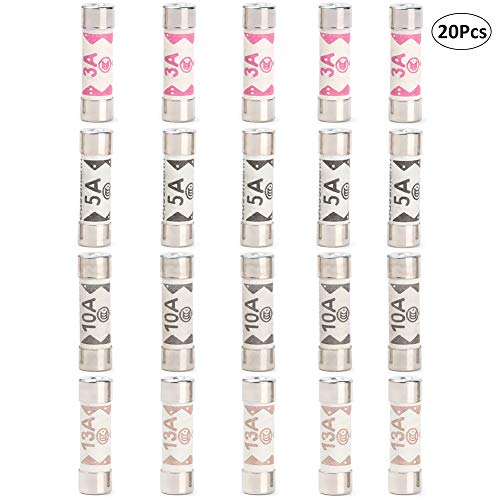 20 Pezzi Cartuccia Fusibile,Altamente Raccomandato Ceramica Fusibile da 3A 5A 13A 15A Prese Britanniche,Tubo in Ceramica per Uso Domestico