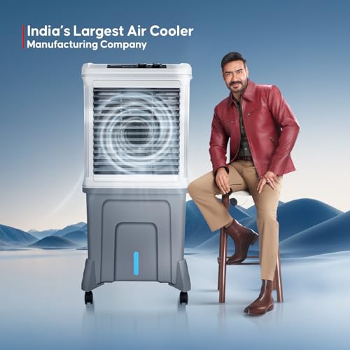 Image of SUMMERCOOL Singham 120L Jumbo Desert Air Cooler For home | For Large Room | Inverter Compatible | 45Ft Air Throw | Double ball bearing Motor | Low Power Consumption | 1 yr Warranty (White, Grey)
