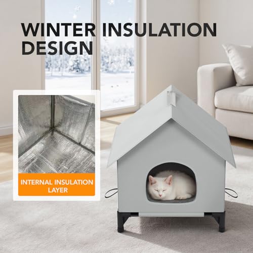 Large Cat House for Outside&Indoor,Insulated and Weatherproof,Foldable Cats Shelter, Bigger Cat House, Selfwarming/Cold Large Cave Bed for Winter,Garden(18 x 18 x 24 inch,L,Normal) - Image 4